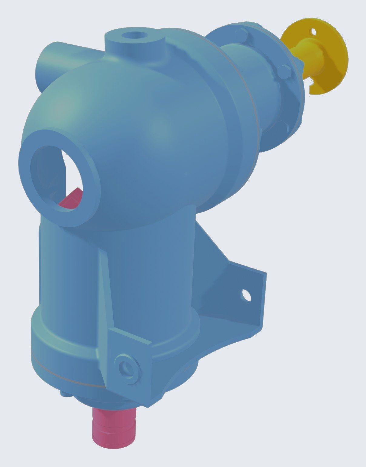 3D model of the Alouette II rear transfer gearbox, colored by equivalence class