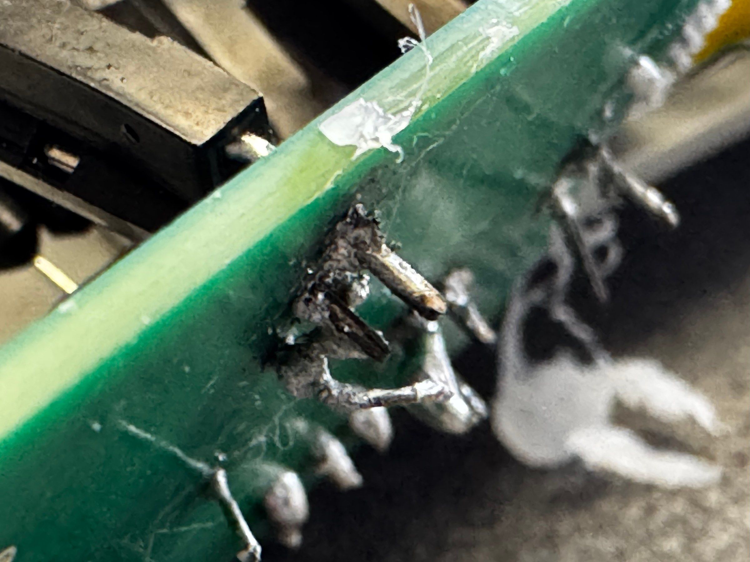 Solder joints of the MF39 board, redone